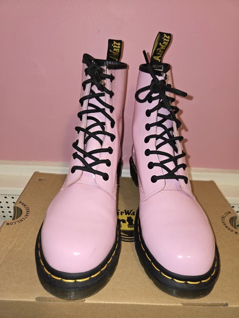 Dr. Martens Pink Leather Boots - Picture 4 of 7